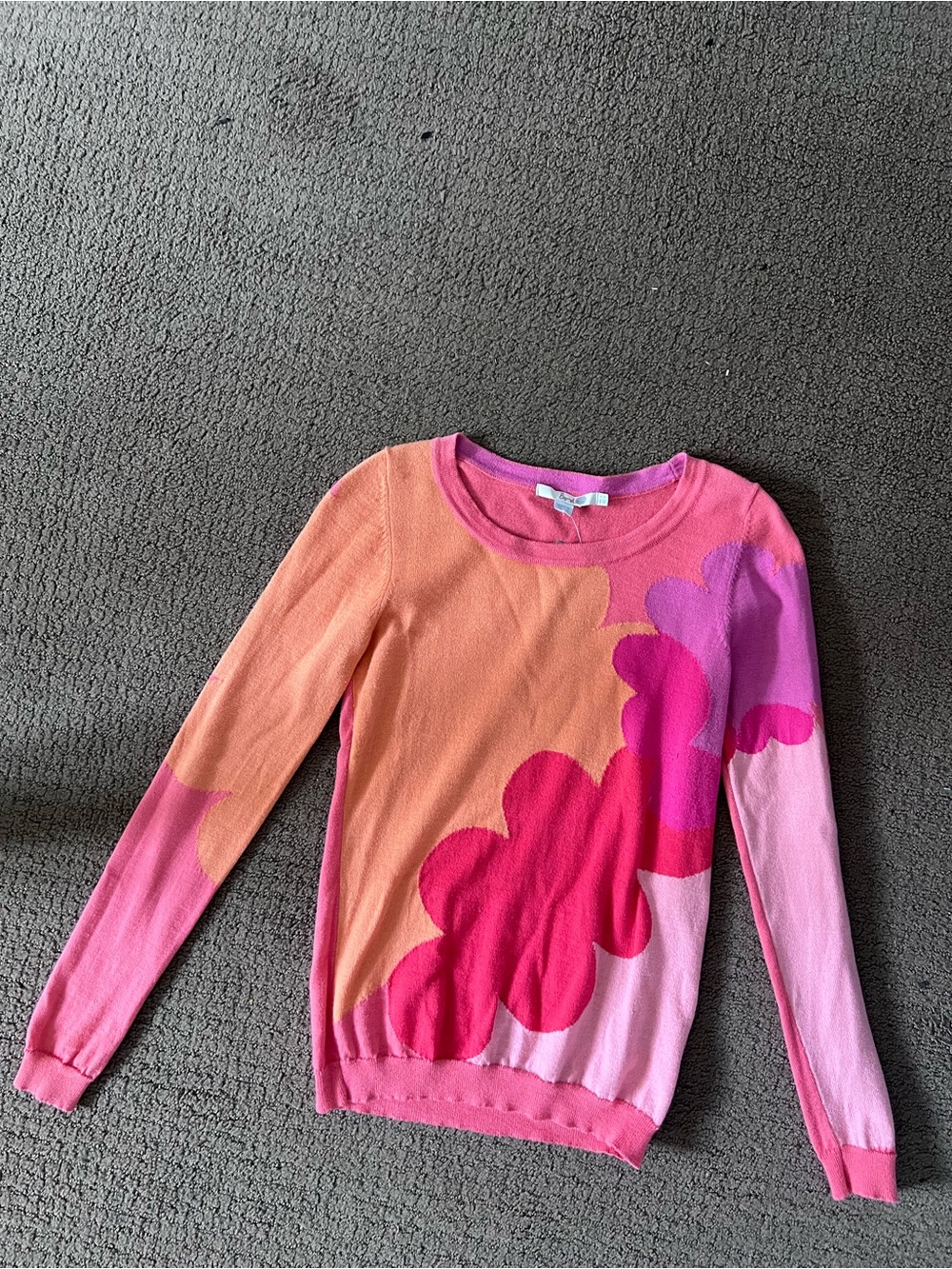 United Colors Of Benetton Pink, Peach & Magenta Floral-Block Crewneck Sweater